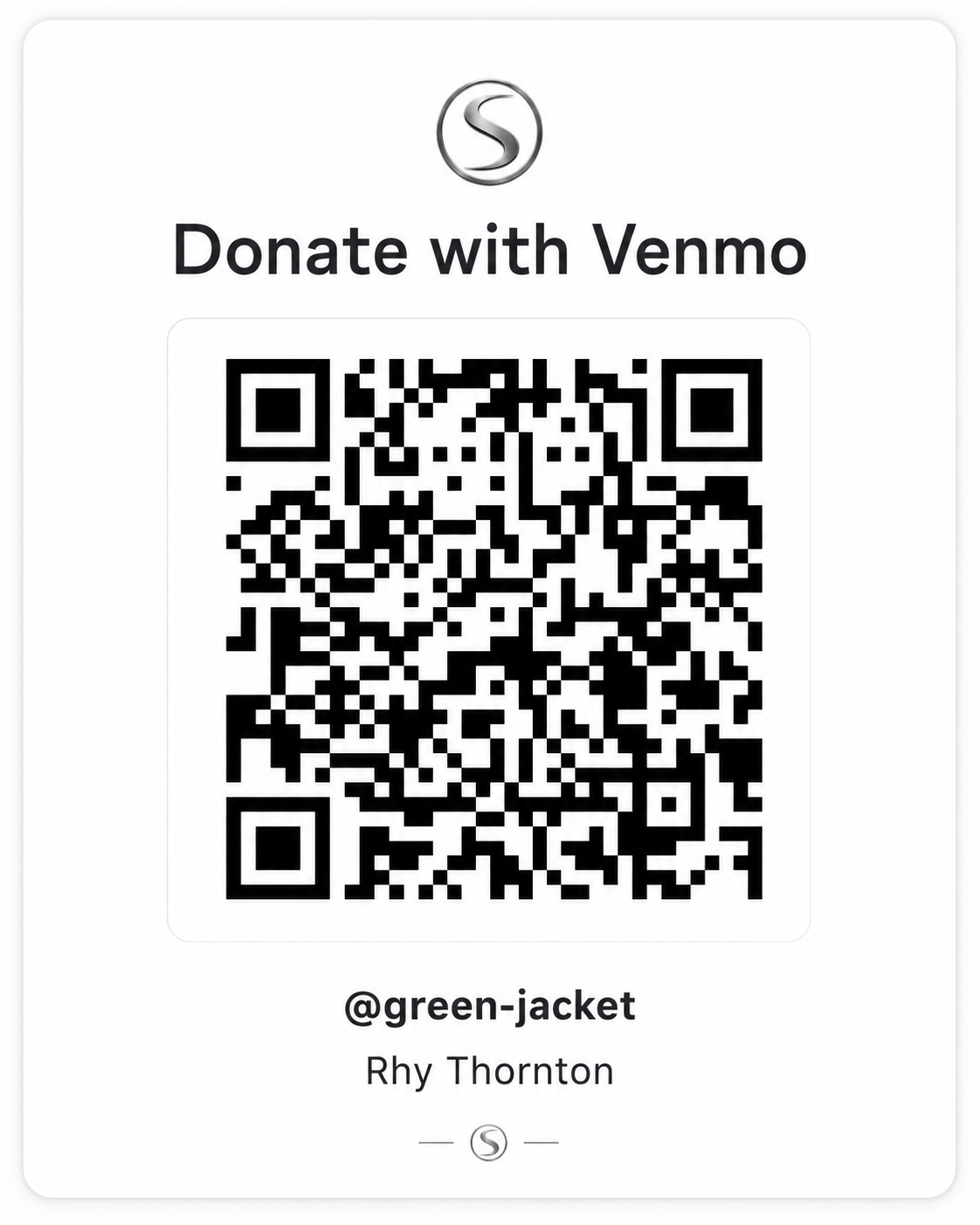 Venmo donation QR code for @green-jacket